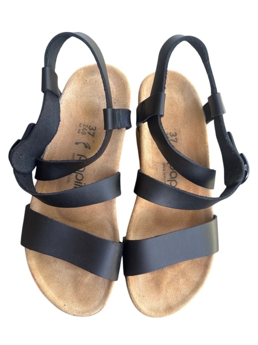 Papillio Birkenstock Soley Leather Wedge Sandal Black Womens EU 37 US 6 - Picture 2 of 14